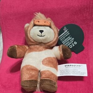 Starbucks Lunar New Year Brown and Cream Striped Horse Plush Keychain